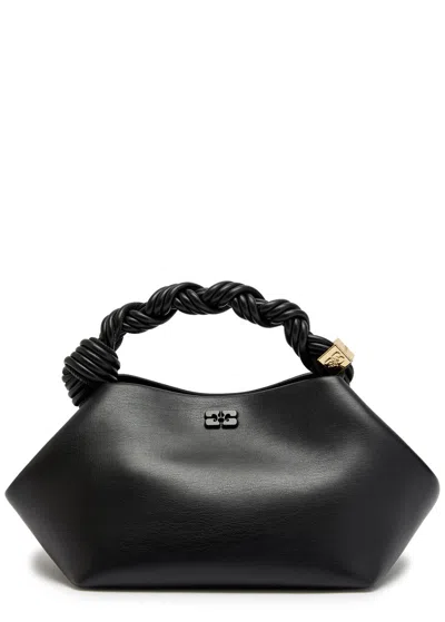 Ganni Bou Small Leather Top Handle Bag In Black