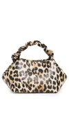 Ganni Womens Bou Leopard-print Recycled-leather Top Handle Bag In Animal Print