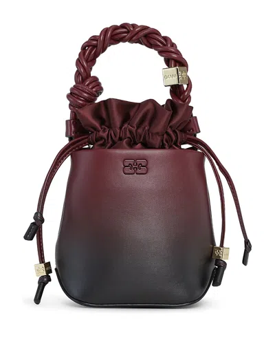 Ganni Bou Small Tawny Port Red Bucket Bag In Multi
