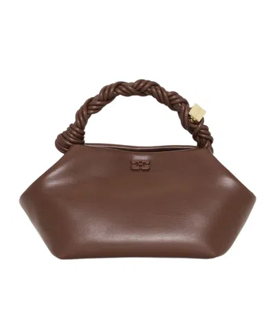 Ganni Small Bou Leather Tote Bag In Brown