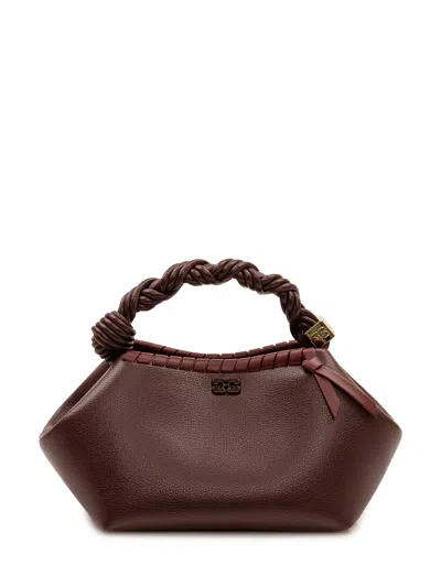 Ganni Bou Small Tresse Handbag In Bitter Chocolare