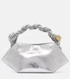 Ganni Mini Leather Bou Top-handle Bag In Silver