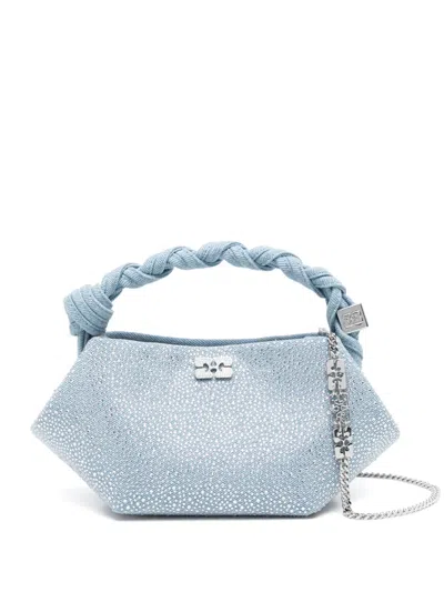 Ganni 'bou' Tote Bag In Light Blue Cotton