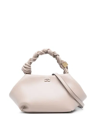 Ganni Bou Tote Bag With Braided Handle In Neutral