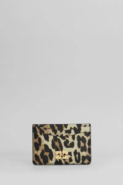 Ganni Bou Wallet In Animalier Leather In Multicolor