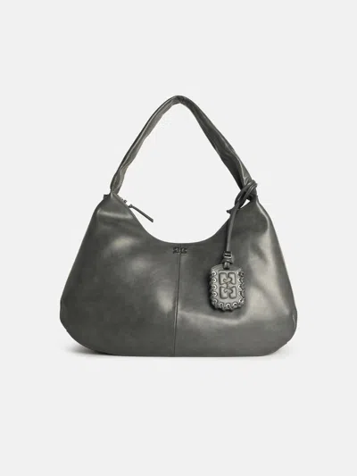 Ganni 'bou Xxl' Grey Leather Blend Bag