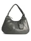 Ganni Womens Steal Grey Bou Hobo Medium Leather-blend Shoulder Bag In Gray