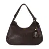 Ganni Medium Crocodile-embossed Shoulder Bag In Brown