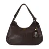 Ganni Medium Crocodile-embossed Shoulder Bag In Brown