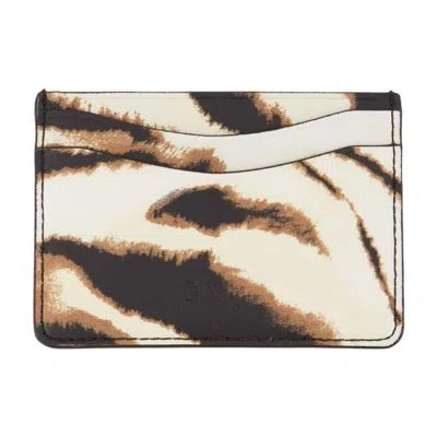 Ganni Bou Zebra Card Case In Ivory