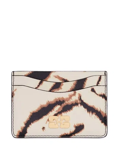 Ganni Bou Zebra-print Card Holder In Brown