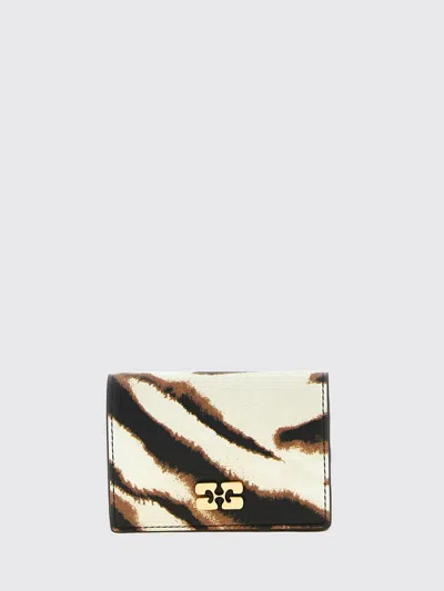 Ganni Bou Zebra-print Faux Leather Wallet With Butterfly Logo In Multicolor