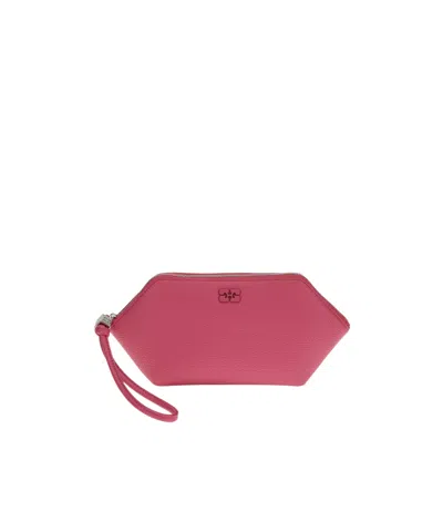 Ganni Bou Zip Pouch Make Up Bag In Red