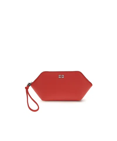 Ganni Bou Zip Pouch Make Up Bag In Red