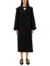 Ganni Double-face Wool Lace-up Coat Phantom