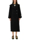 Ganni Long Bouclã© Coat For In Black
