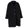 Ganni Bouclé Coat In Black Wool In Black