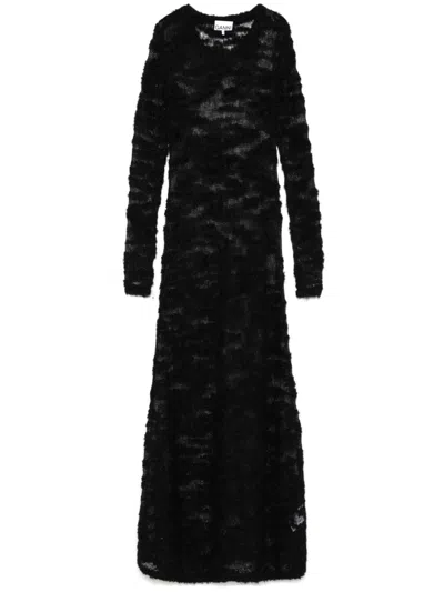 Ganni Bouclé Maxi Dress In Black