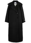 Ganni Bouclé Woven Coat In Black