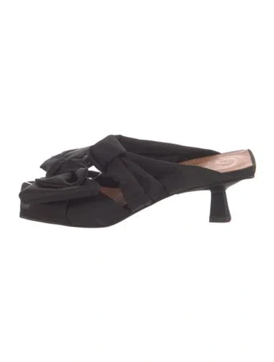 Pre-owned Ganni Bow Accents Slides In Black