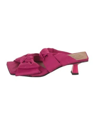 Pre-owned Ganni Bow Accents Slides In Pink