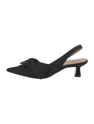 Pre-owned Ganni Bow Accents Slingback Pumps In Black