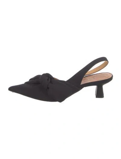 Pre-owned Ganni Bow Accents Slingback Pumps In Black