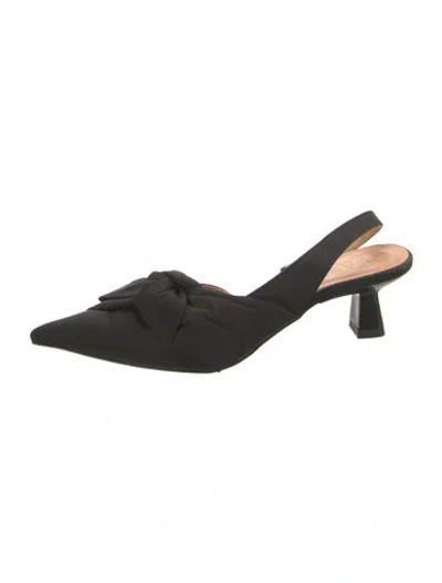 Pre-owned Ganni Bow Accents Slingback Pumps In Black