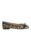 Ganni Eyelet Bow Leopard-print Satin Ballet Flats In Black