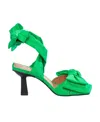 Ganni Bow-detailed Faille Sandals In Green