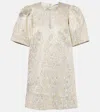 Ganni Metallic Cloque A-shaped Mini Dress In Gold Silver In Metallic