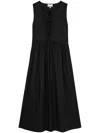 Ganni Tie String Poplin Dress In Black