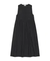 Ganni Tie String Poplin Dress In Black