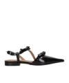 Ganni Black Multi Bow Pointy Cut-out Ballerina Flats In Gray