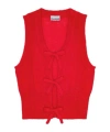 Ganni Bow Detailing Sleeveless Vest In Red