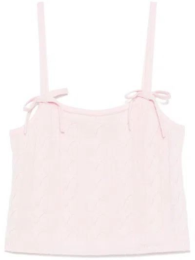 Ganni Bow Detailing Vest In Pink