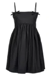 Ganni Black Sleeveless Dress With Spaghetti Straps And Bow Detail On The Rear