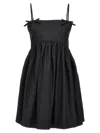 Ganni Black Sleeveless Dress With Spaghetti Straps And Bow Detail On The Rear In Black