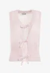Ganni Bow-embellished Mohair-blend Vest In Lilac
