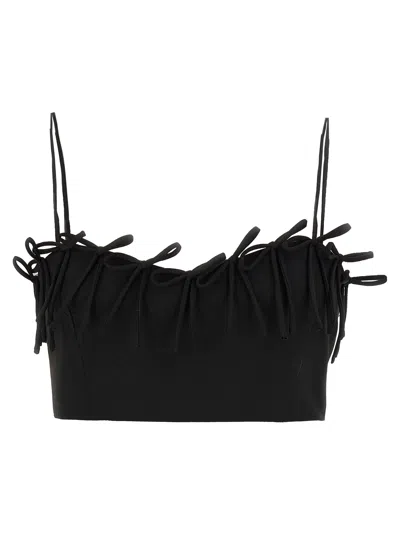 Ganni Top With Bows In Black