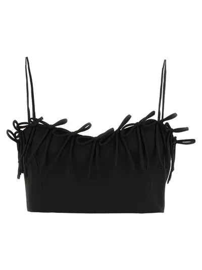 Ganni Bow Top In Black