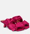 Ganni Pink Soft Bow Mules In Love Potion