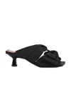 Ganni Black Heeled Mule With Bows In Black