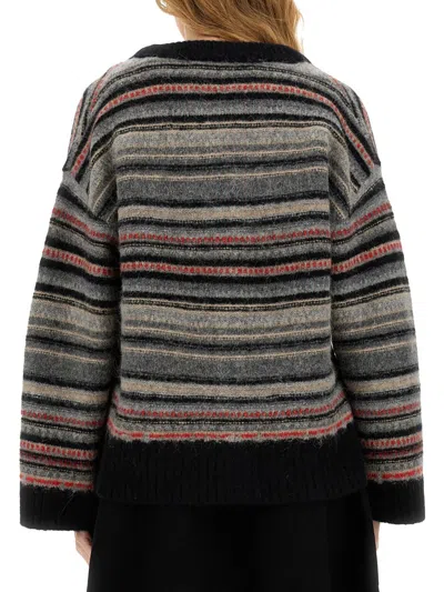 Ganni Boxy Fit Alpaca-blend Cardigan In Multicolor