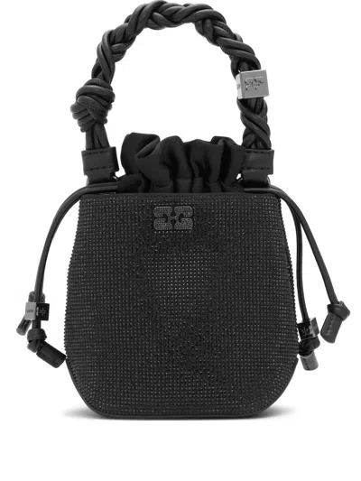 Ganni Handtasche Mit Flechtriemen In Schwarz