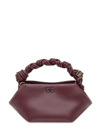 Ganni Braided Handle Mini Tote Bag In Black