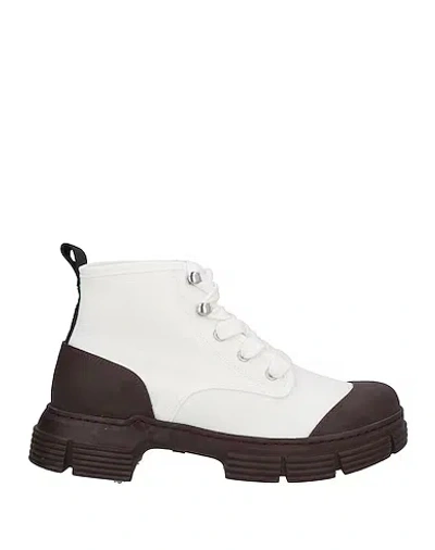 Ganni Brand Platform Canvas Boots In White