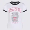 Ganni Graphic Print Crew Neck Short Sleeve Top In Multi