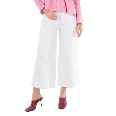 Ganni Bright White Denim Cropped High-rise Jeans