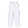 Ganni Bright White Denim Cropped High-rise Jeans In White